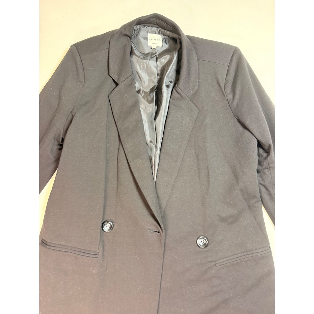 Ellison Blazer Women Medium Black Excellent Double Breasted Professional Lined - Picture 4 of 7